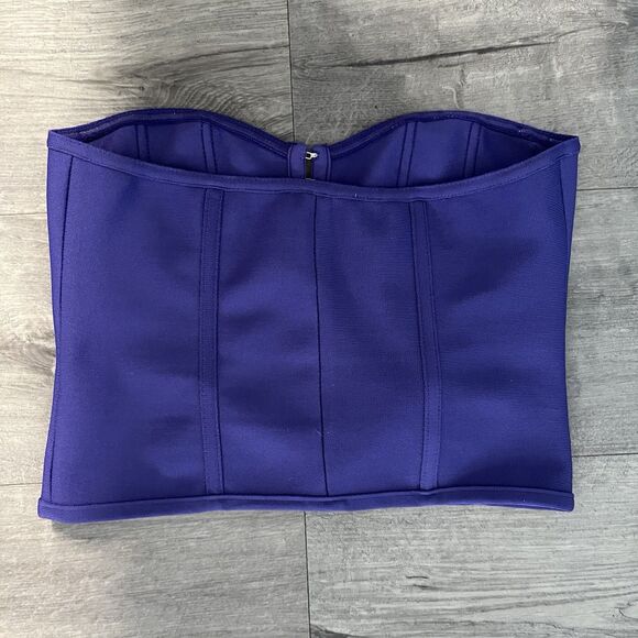 PrettyLittleThing Purple Boned Strapless Corset Top Size 6 Stretchy Bustier - Picture 2 of 4